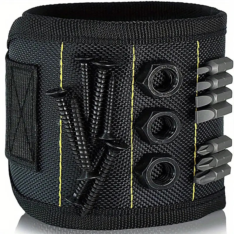 Magnetisches Armband – Schwarz/gelb, Hält Schrauben, Muttern, Bolzen Und Bohrer – Starker Magnet, Verstellbares Armband Für Damen Und Herren