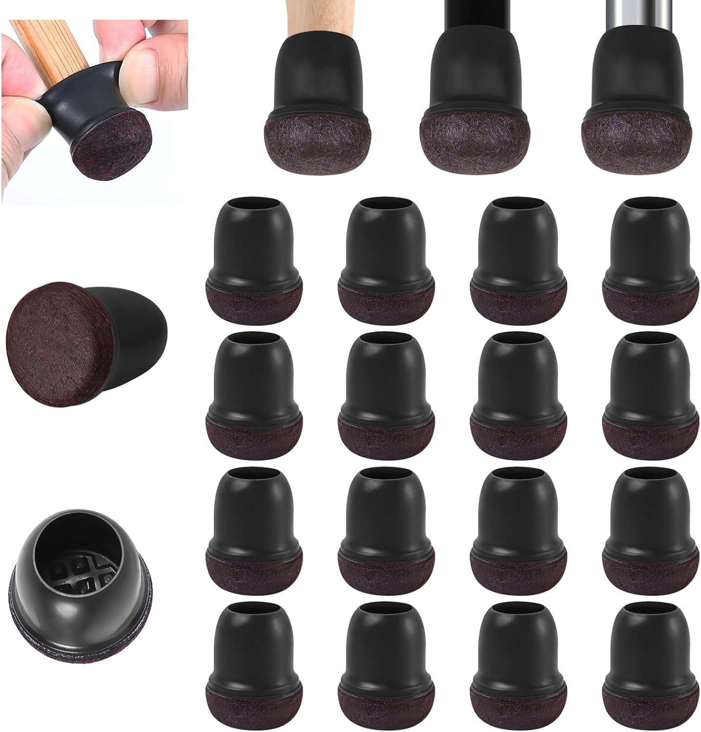 Stuhlbeinschoner, 14–15 Mm Silikon-stuhlgleiter Mit Verdicktem Filz, 16 Stück Schwarze Kleine Stuhlgleiter, Bodenschoner, Reduzieren Kratzer