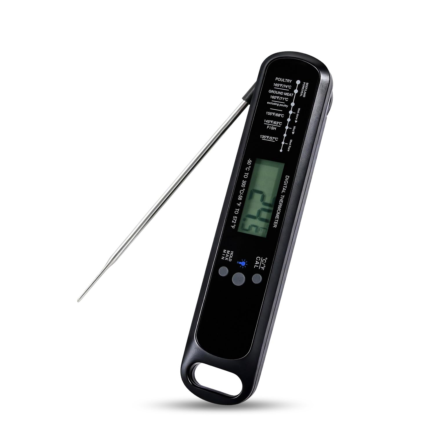 Ip67 Wasserdichtes, Kabelloses Digitales Fleischthermometer Mit Hochpräziser Led-anzeige – Sofortige Ablesbarkeit, Ideal Für Heißluftfritteuse, Backofen, Grill Und Küche