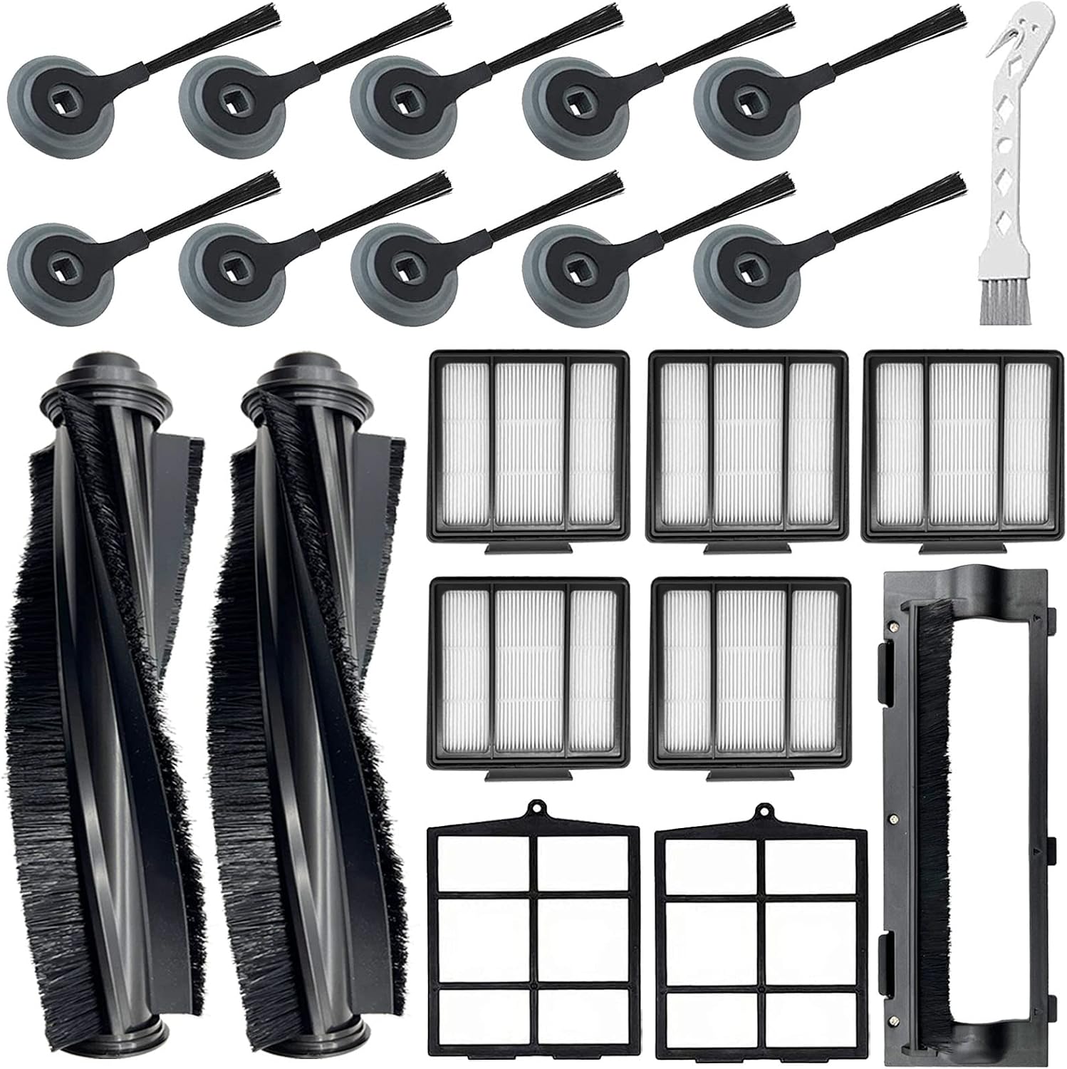 Ersatzteilset Für Shark Ion Robot Rv850 S87 R85 Saugroboter, 21-teilig (2 Hauptbürstensets + 10 Seitenbürsten + 5 Filter + 2 Vorfilter + 1 Reinigungsbürste)