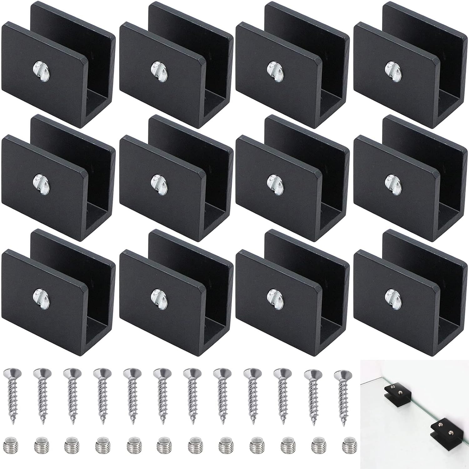 12-teiliges Set Aus Glasgeländerclips, Glasregalhalterungsclips Und Einloch-glasclips