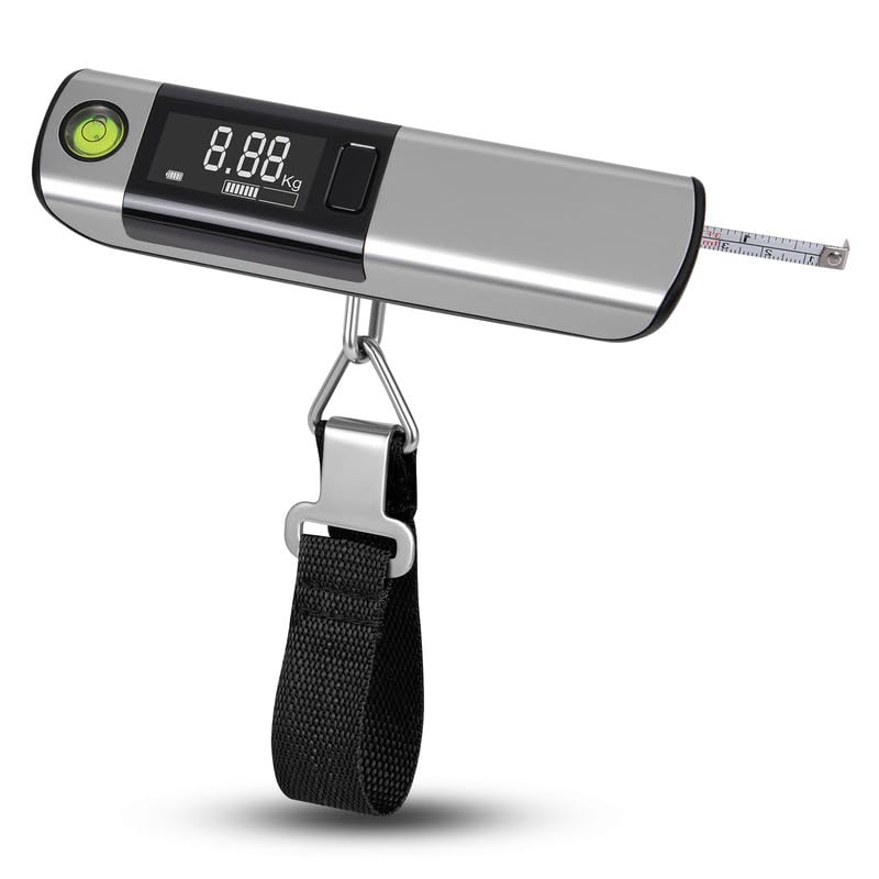 Gepäckwaage, Tragbare Digitale Kofferwaage, Elektronische Hängegepäckwaage Mit Hintergrundbeleuchtung Und Tarafunktion, 50 Kg/110 Lb, Für Einkaufstaschen