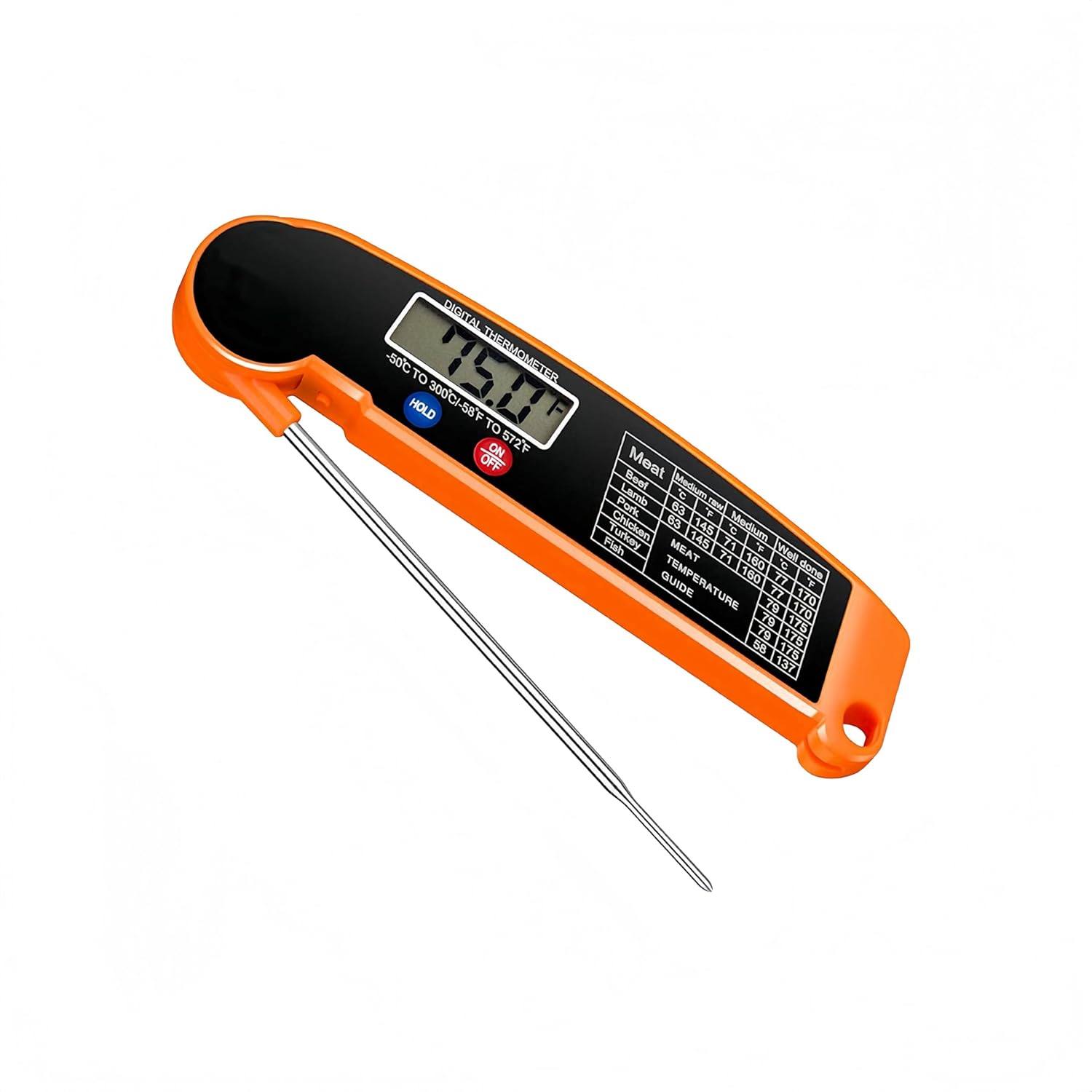 Ultraschnelles Digitales Lebensmittelthermometer – Messzeit 2-3 Sekunden, Faltbar, Magnetische Rückseite, Ideal Für Fleisch, Grillgut Und Süßspeisen