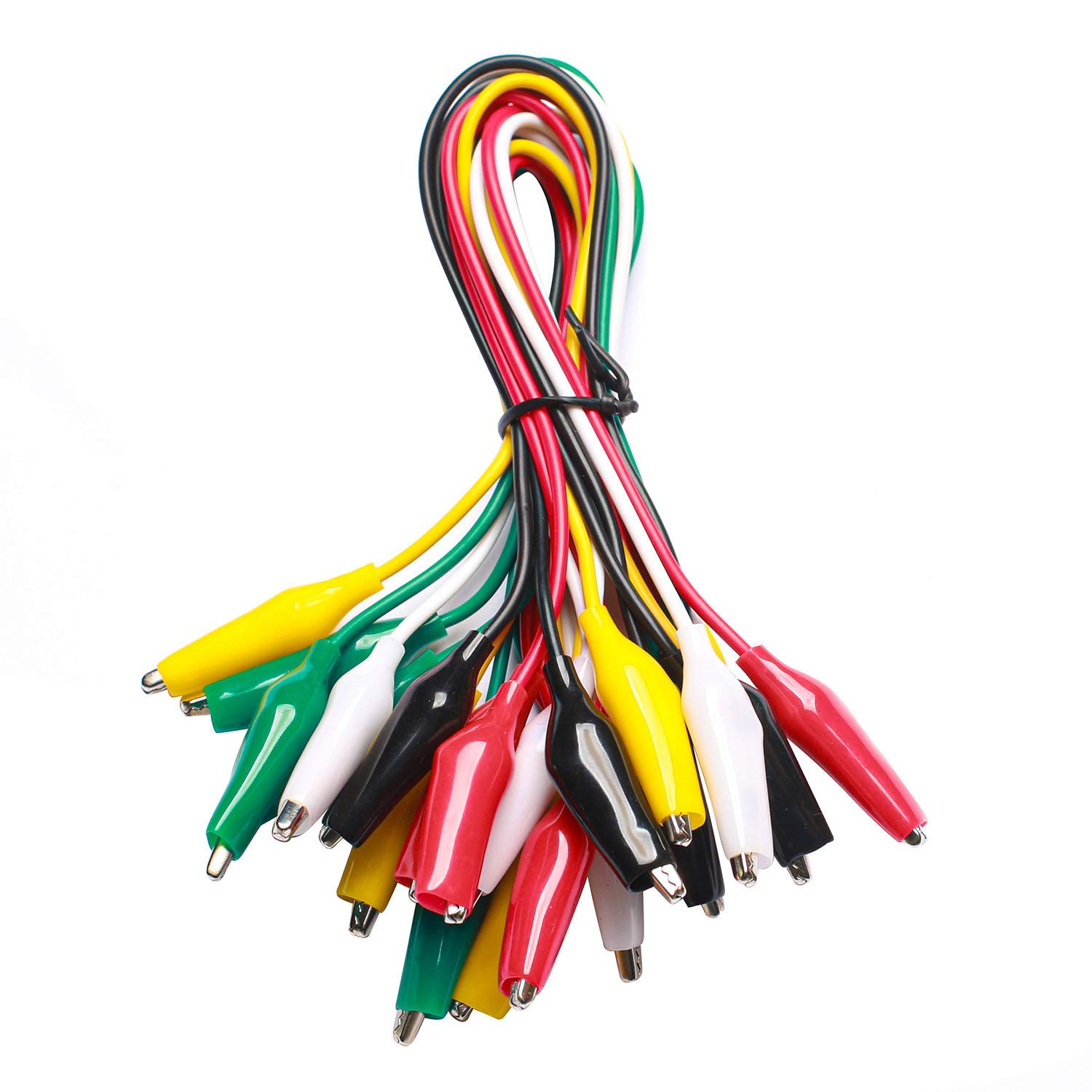 Set Mit 10 Messleitungen Und Krokodilklemmen In 5 Farben, 50 Cm Lang. Die Klemmen Sind An Die Leitungen Gelötet Und Beschriftet. (1 Packung)
