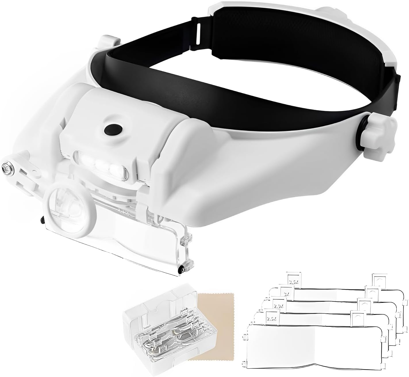 Led-kopfvergrößerungsbrille – 15 Vergrößerungsstufen – 6 Linsen (1,5x–13x) – Ohne Bügel – Für Schmuckreparaturen, Uhrenreparaturen, Wimpernverlängerungen, Bastelarbeiten Und Zum Lesen