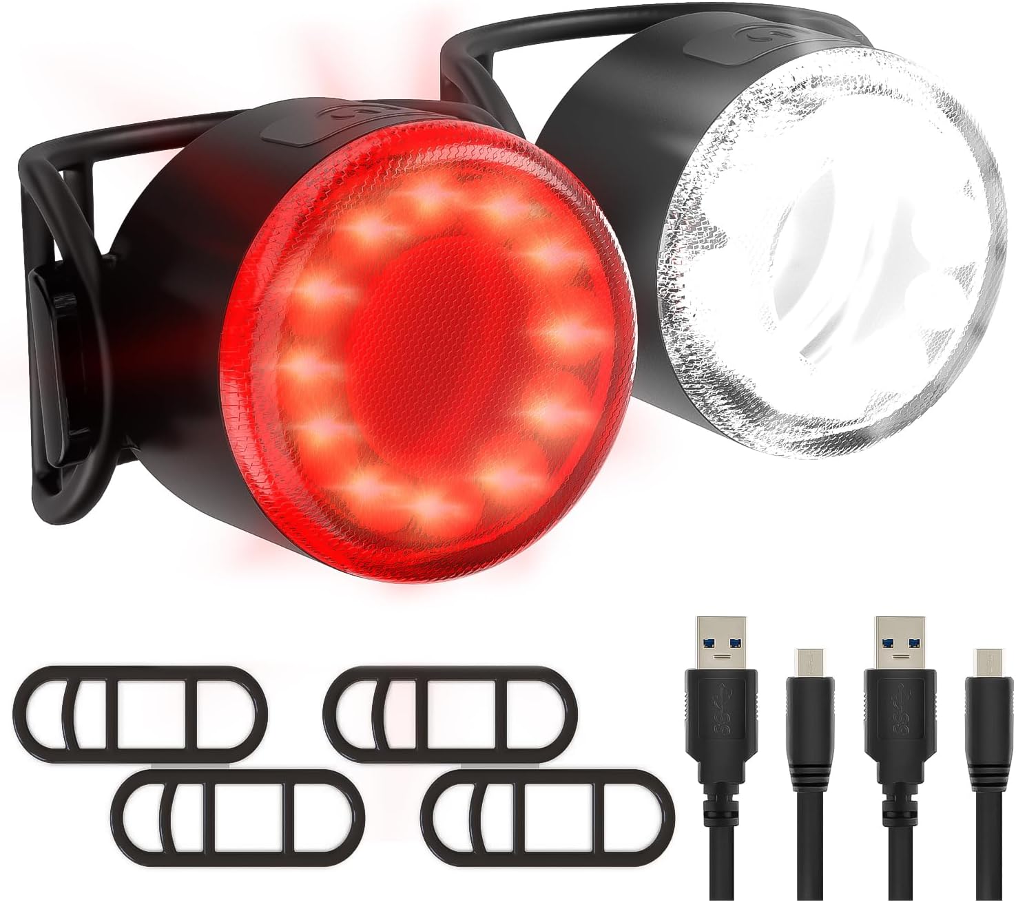 Hybrid-led-fahrradbeleuchtungsset, Usb-aufladbar, Hohe Helligkeit, Wasserdicht, Vorder- Und Rücklicht, 6 Modi, Einfache Montage, Rennrad/mountainbike
