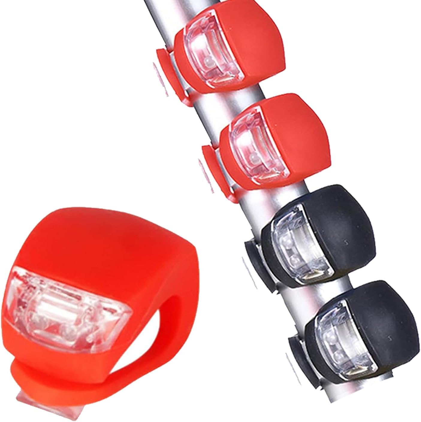 Vier Fahrradlichter Vorne Und Hinten, Kompatibel Mit Outdoor-radtouren, 3 Helligkeitsstufen, Sicheres Fahren Bei Nacht, Flexibel, Wasserdicht, Led