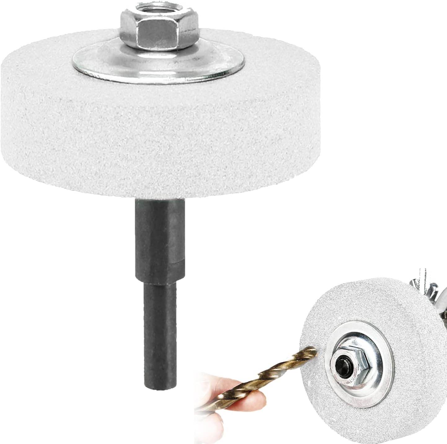 Bohrer- Und Schleifscheibenadapter Und Schleifscheibe, Elektrische Bohrmaschine Mit Schleifscheibenanschluss, 70 Mm Außendurchmesser, Weiß.