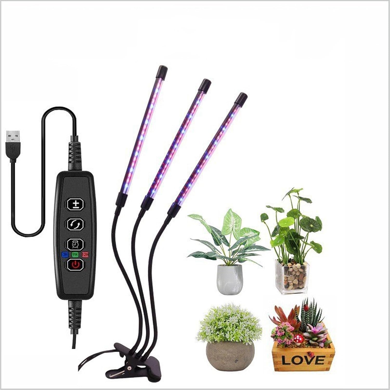 60-led-pflanzenlampe, Vollspektrum-wachstumslampe Für Pflanzen, 3 Leuchtenköpfe Für Den Innenbereich Mit 3/9/12-stunden-timer, Gartenbau Mit 3 Helligkeitsstufen