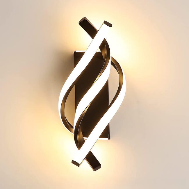 Led-wandleuchte, Moderne 18w-innenwandleuchte, Gebogenes Design, Geeignet Für Schlafzimmer Und Büros, Warmweißes Licht 3000k (schwarz).