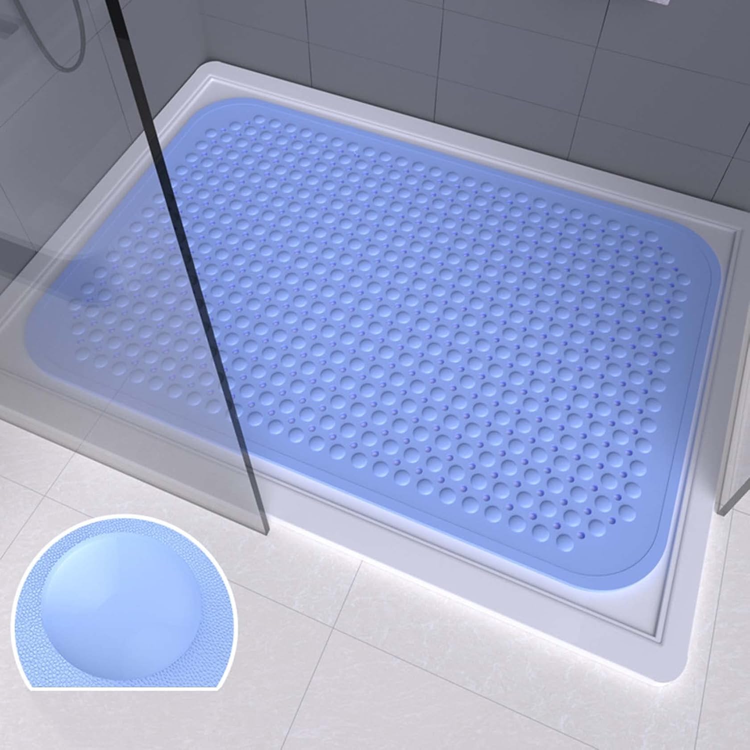 Duschmatte Mit Abflussloch – Rutschfeste Badematte In Der Mitte – Pvc-fußmassagematte Mit Saugnapf Für Bad, Badewanne Und Küche