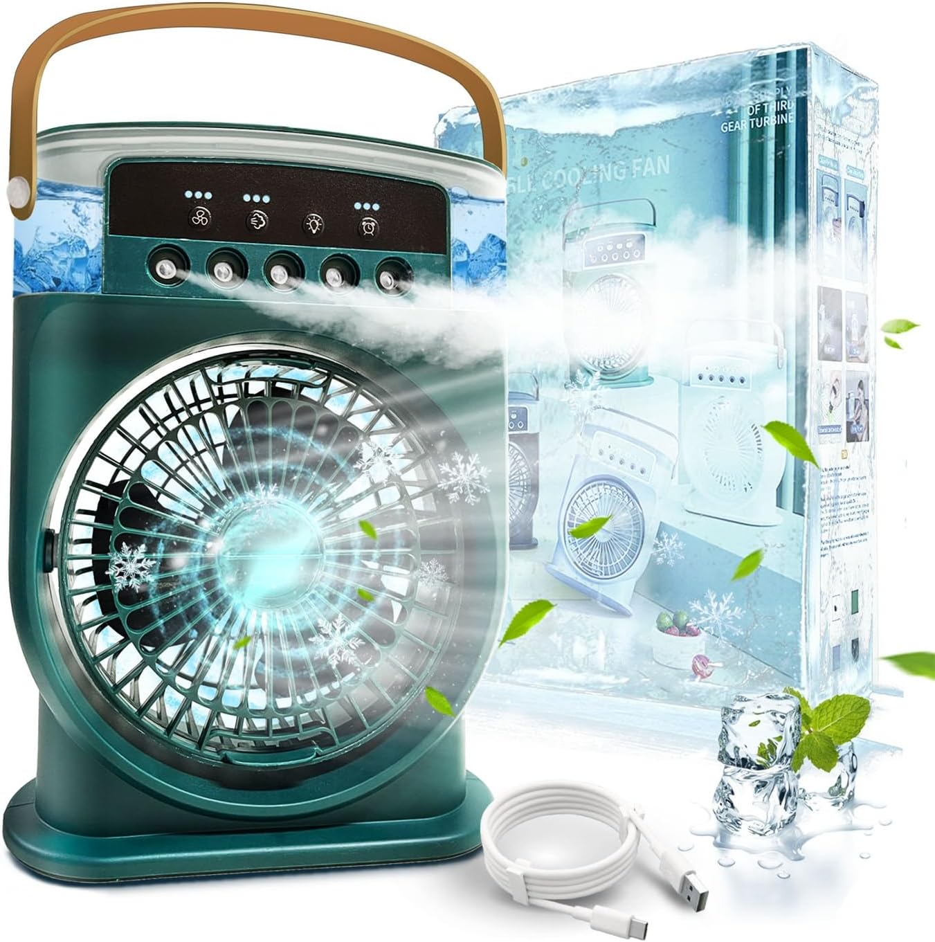 Tragbare Klimaanlage, Tragbare Klimaanlage Mit Verdunstungskühlung, Ventilator, Leise, 4-in-1, Luftkühler, Mini Mit Akku