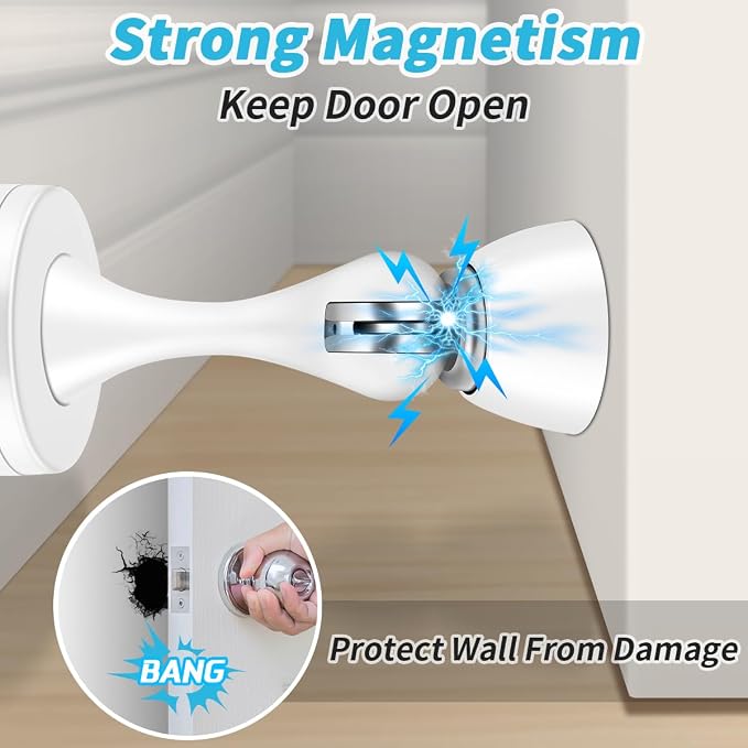 2er-pack Magnetische Türstopper Aus Edelstahl, Robuste Türhalter Zur Wand-/bodenmontage (weiß)