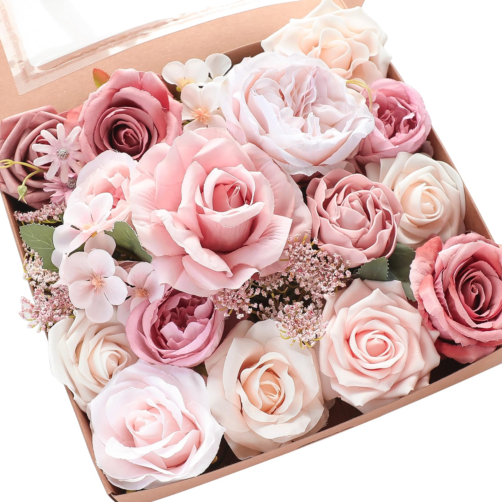 Set Mit Cremefarbenen Künstlichen Rosen, Pfingstrosen Und Grünpflanzen Für Diy-brautsträuße Und Tischdekorationen Für Brautpartys.