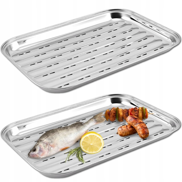 Wiederverwendbare Grillschale Aus Edelstahl, 34,5 X 24 Cm