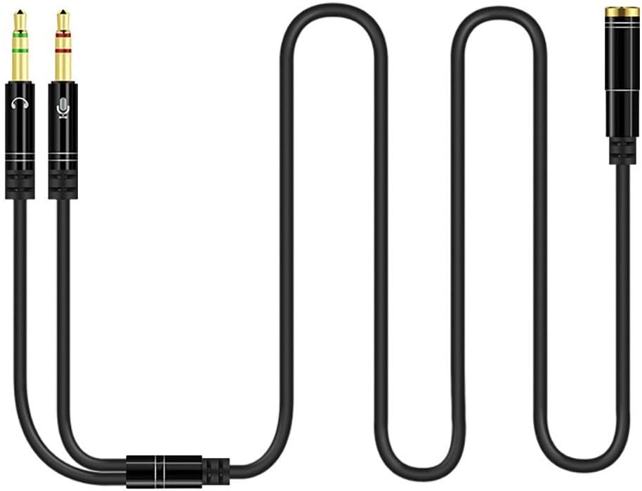 Pc-headset-splitter 3,5-mm-buchse Auf 2 X 3,5-mm-stecker Kopfhörer Mikrofon Audio Y-splitterkabel Für Smartphone-headset-adapter (100 Cm, Schwarz)