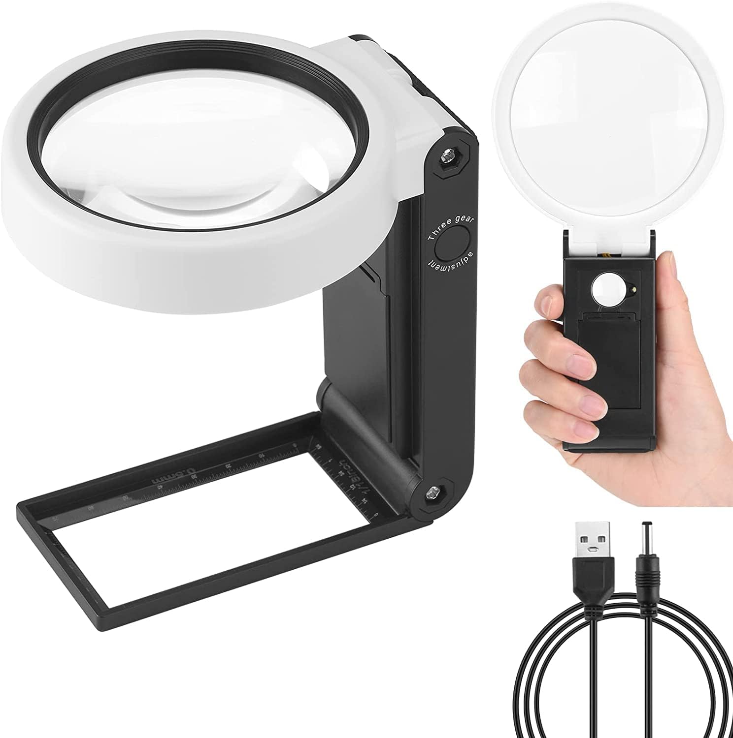 10- Bis 30-fache Vergrößerungslupe Mit Licht Und Halterung – Tragbare Led-leselupe Für Senioren, Münzen, Briefmarken, Karten, Schmuck Und Mehr