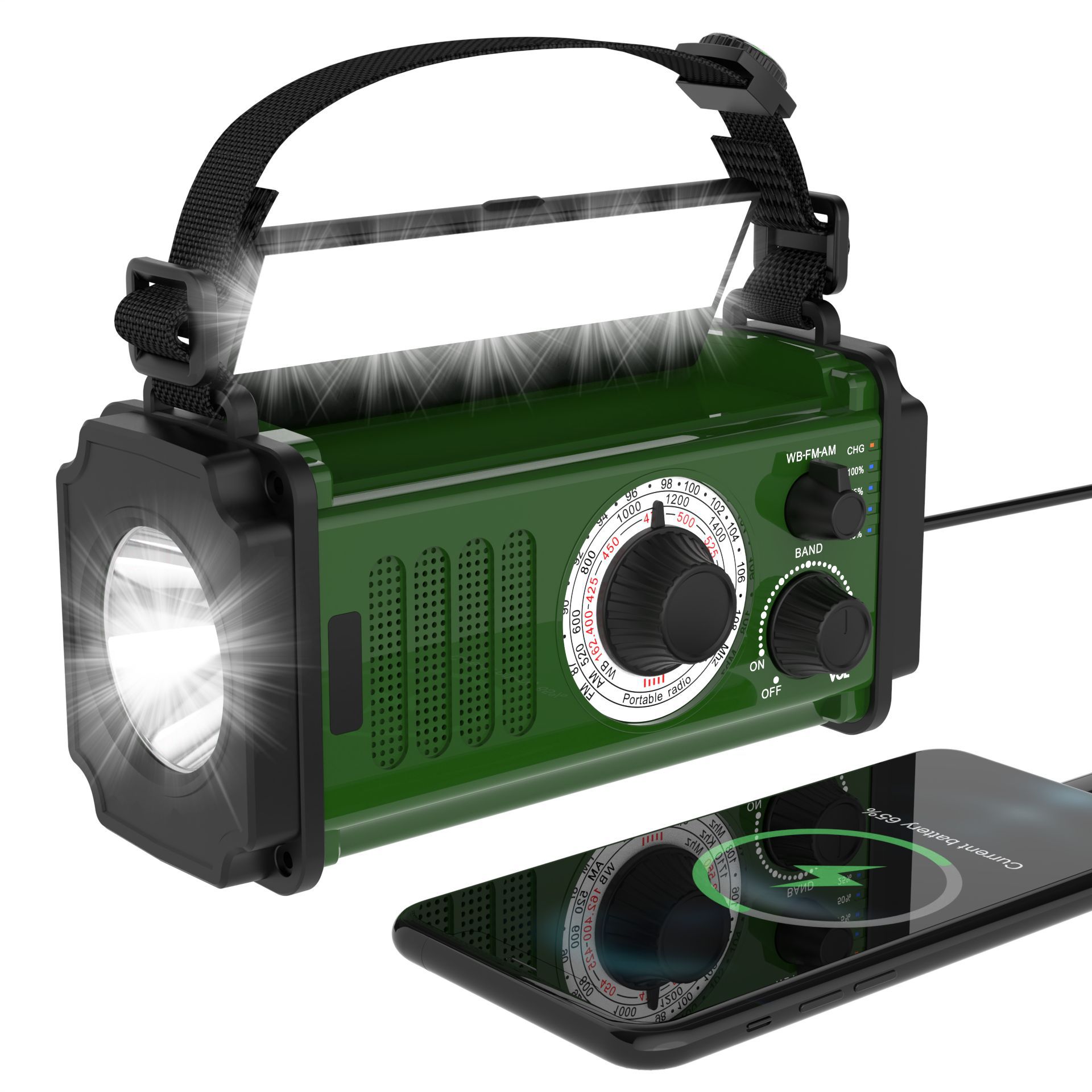 Notradio, 10000 Mwh Handkurbelradio, Solarbetrieben, Noaa/am/fm-wetterempfang, 4 Lademöglichkeiten, Polymer-akku, Taschenlampe Und Leselampe
