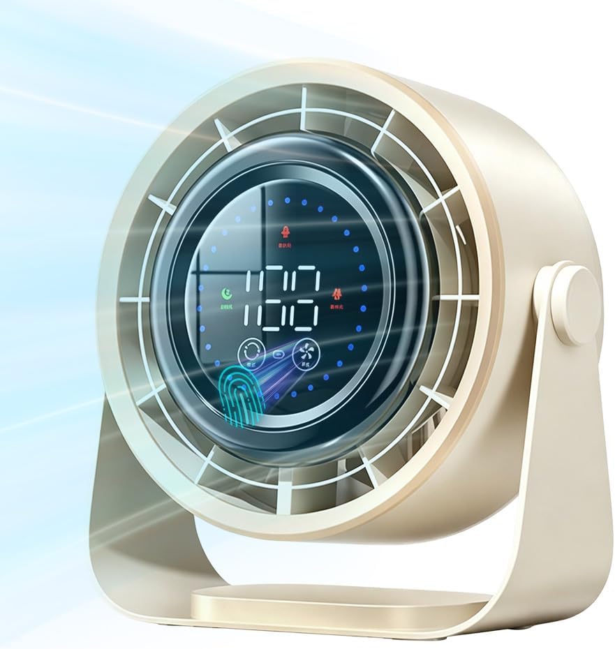 Tragbarer Elektrischer Ventilator, Leistungsstarker Tischventilator Mit Touchscreen-steuerung Und Led-anzeige, Schlafzimmerventilator, Schreibtischventilator, 100 Geschwindigkeitsstufen, 360° Neigbar