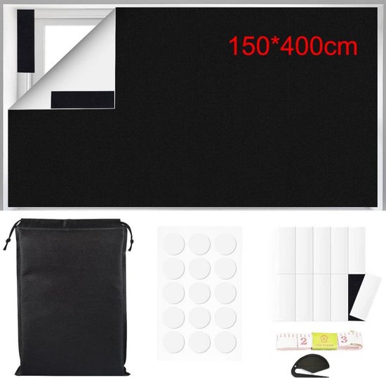 Tragbare Verdunkelungsvorhänge Für Den Balkon, Ohne Löcher, Zuschneidbar, Zum Selbermachen, Selbstklebender Verdunkelungs-sonnenschutz – Schwarz Und Silber – 150 X 400 Cm