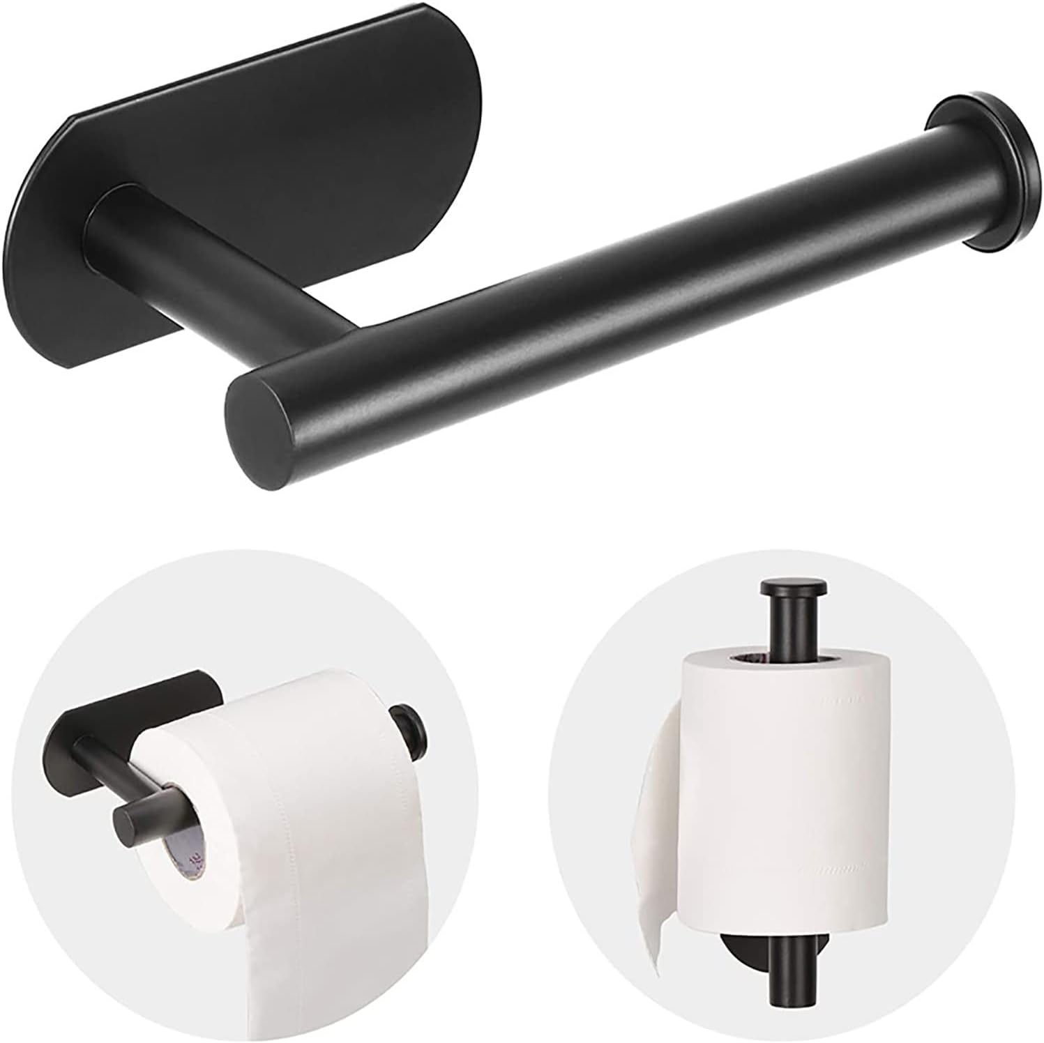 Selbstklebender, Wandmontierter Toilettenpapierhalter Aus Edelstahl (mattschwarz)