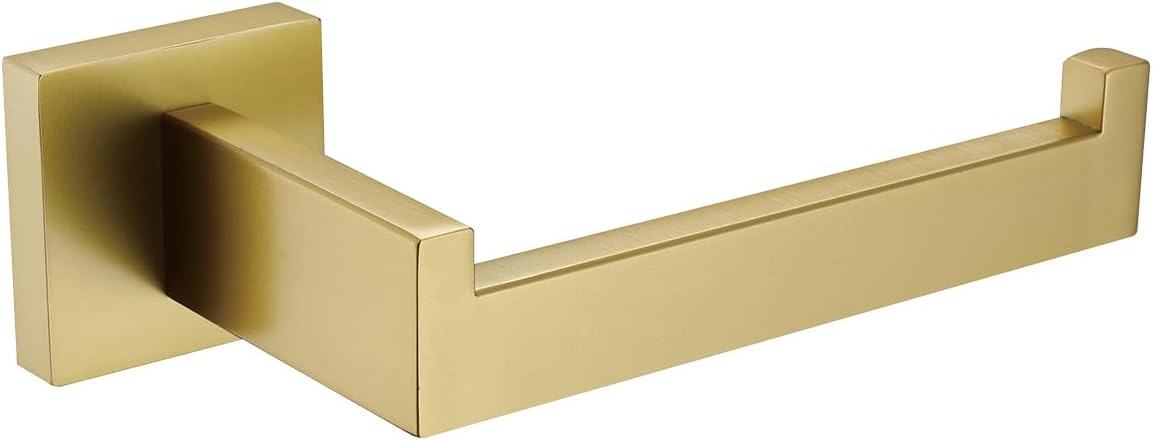 Toilettenpapierhalter In Gebürstetem Gold, Toilettenpapierspender Und Haken, Wandmontage Im Badezimmer- Und Küchenstil, Moderner Quadratischer Edelstahl