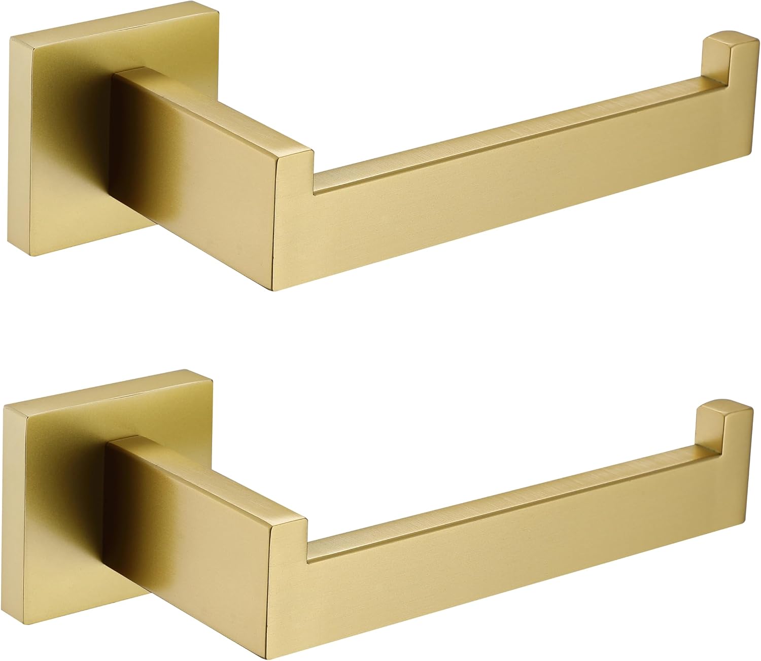 Toilettenpapierhalter In Gebürstetem Gold, Toilettenpapierspender, Haken, Wandmontage Für Bad Und Küche, Modernes Quadratisches Design, Edelstahl, 2er-pack
