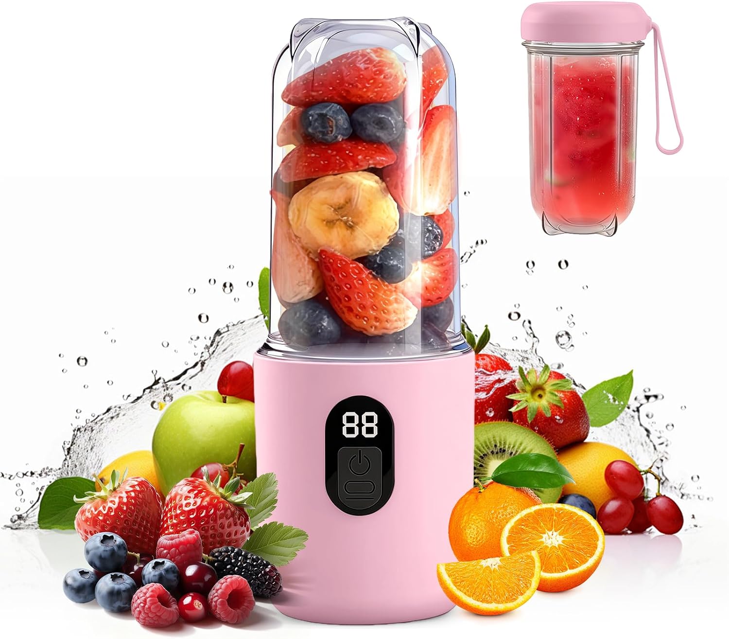 Tragbarer Mixer, Wiederaufladbar, Tragbar, Umweltfreundlich, Für Shakes, Kleiner Entsafter (400 Ml), 65 Watt, Usb-aufladbarer Smoothie-maker