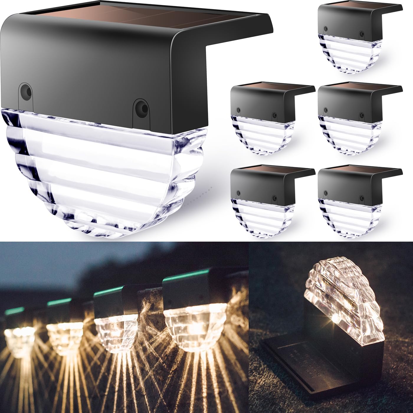 Solarbetriebene Terrassenleuchten, Außenbeleuchtung, Gartendekoration Für Terrasse Und Garten, Treppenleuchten, Gartenpfeiler, Zäune – 6er-pack