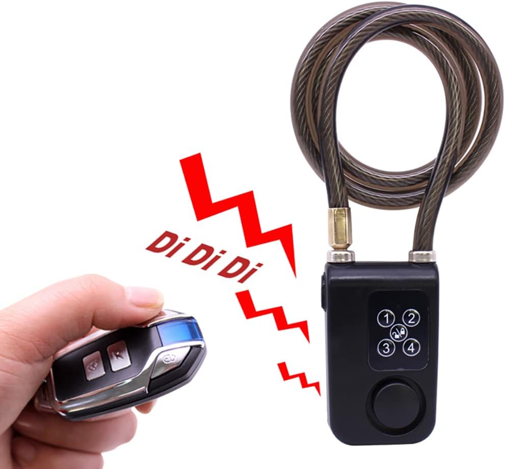 Fahrradschloss Mit Vibrationsalarm Und Fernbedienung - 31 Zoll Kabel - Ip55 Wasserdicht - Universell Für Fahrrad, Motorrad, Roller Und Tor (schwarz)