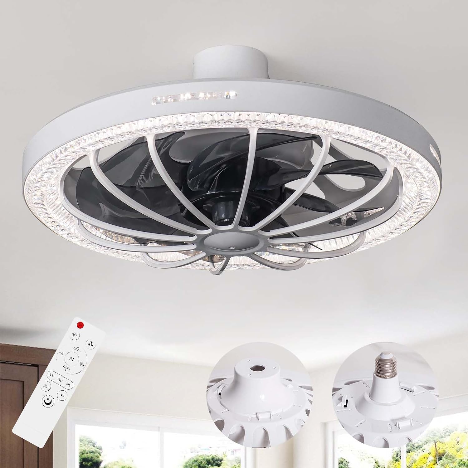 13-zoll-deckenventilator Mit Fernbedienung – Dimmbares Led-licht – 3 Farbtemperaturen (3000 K – 6500 K) – 3 Geschwindigkeitsstufen – Weiß – Schlafzimmer – 13 Zoll