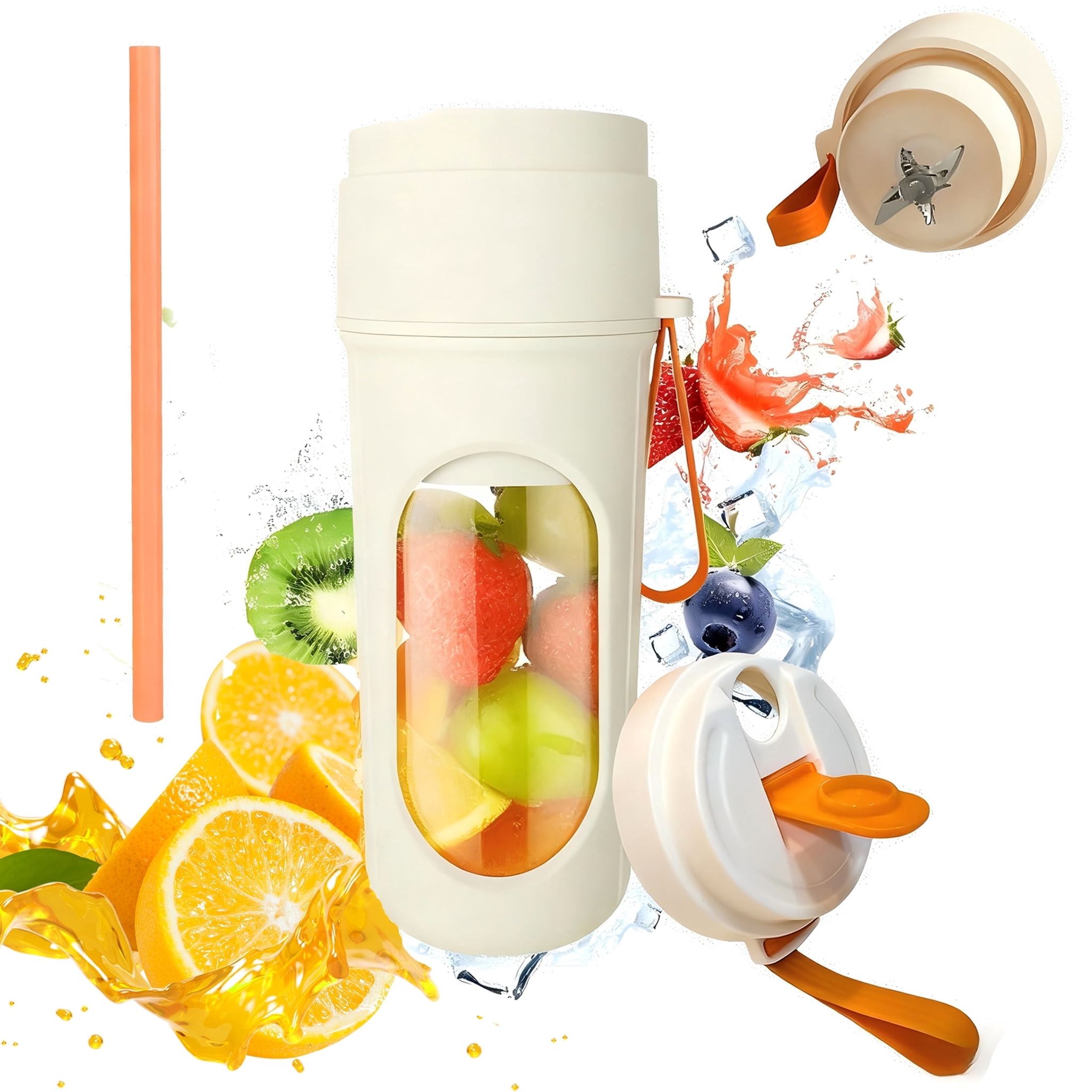 Persönlicher Standmixer Für Die Zubereitung Von Smoothies Und Milchshakes, Tragbarer 15-unzen-standmixer Mit Entsafterdeckel Und Strohhalmdeckel, Frischsaftmixer, Mini-eiscrusher.
