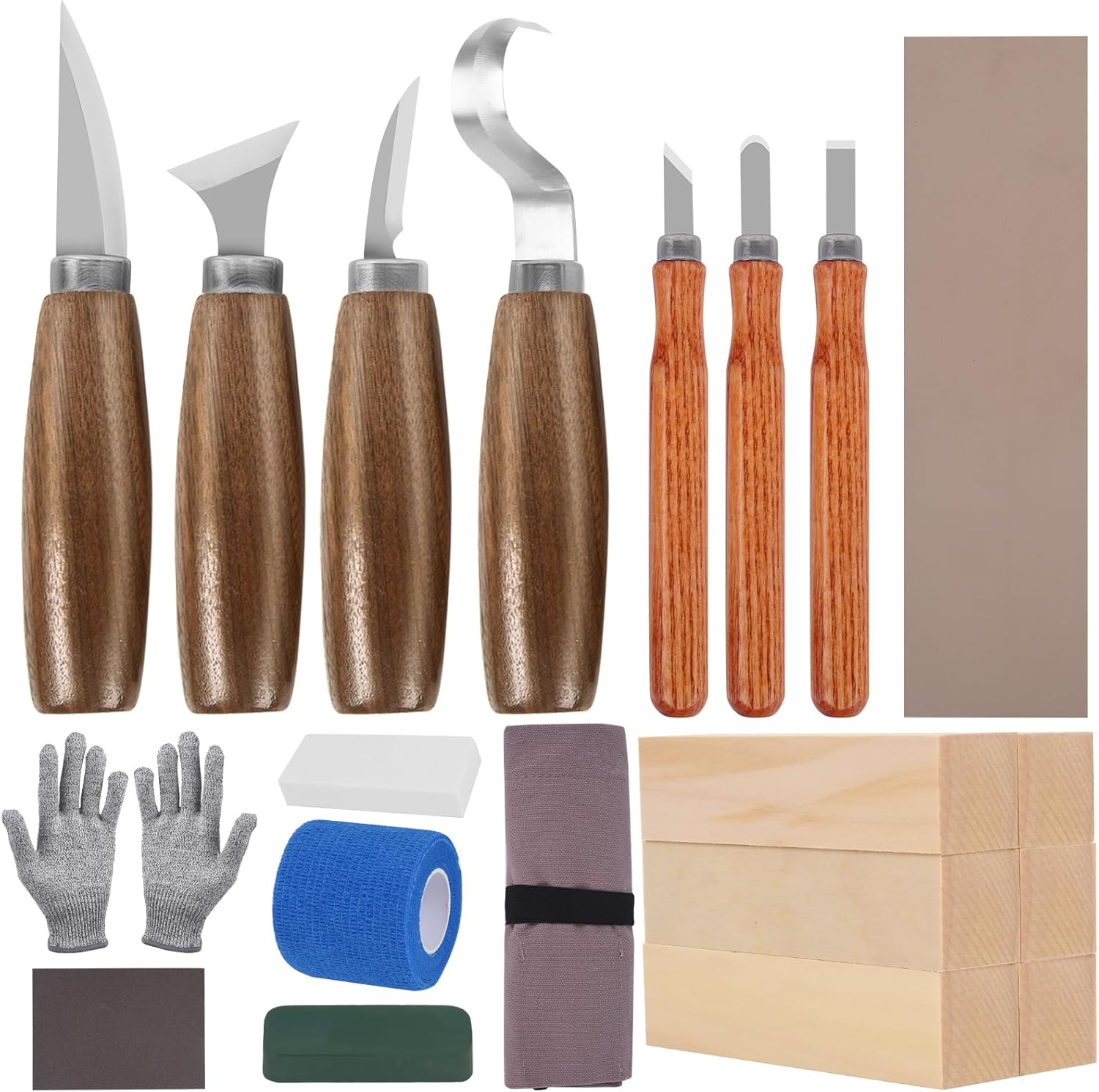 20-teiliges Holzschnitzwerkzeug-set – Enthält Schnitzmesser, Detailmesser, Messergriffe Und Handschuhe – Geeignet Für Anfänger, Erwachsene Und Kinder