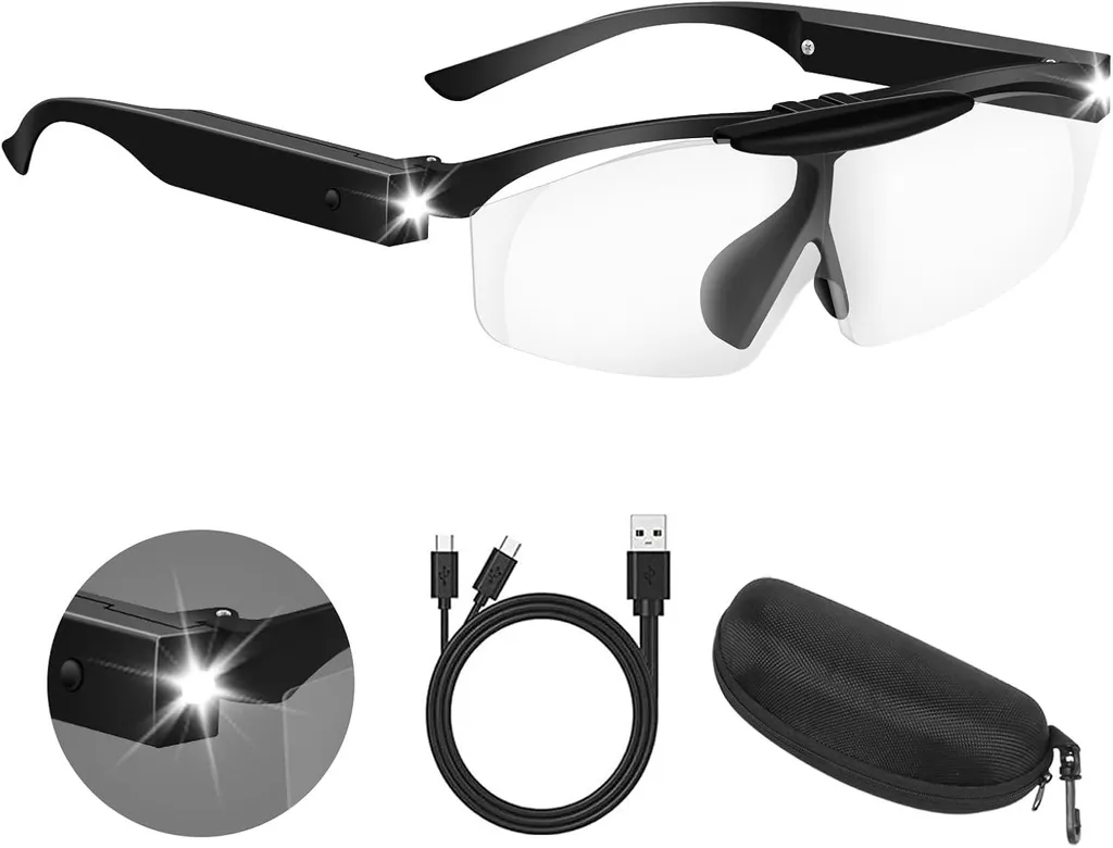 250% Vergrößerungsglas Mit Licht, Hohe Vergrößerung, Freihändige Leselupe, Usb-wiederaufladbar, Geeignet Für Senioren Und Hobbyisten.
