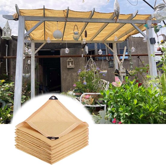 Verstärktes, Perforiertes Garten-schattierungsnetz Aus Hochdichtem Polyethylen (beige, 2x4m)