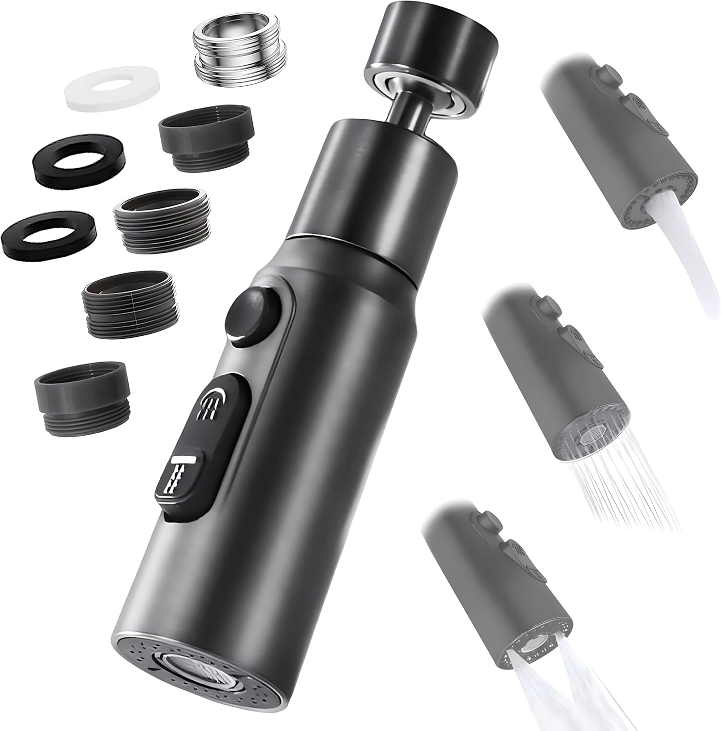 Küchenarmatur-duschkopf, 360° Drehbares Küchenspülenarmatur-zubehör Mit 3 Funktionsmodi, Armaturen-luftsprudler-zubehör, Universaladapter.