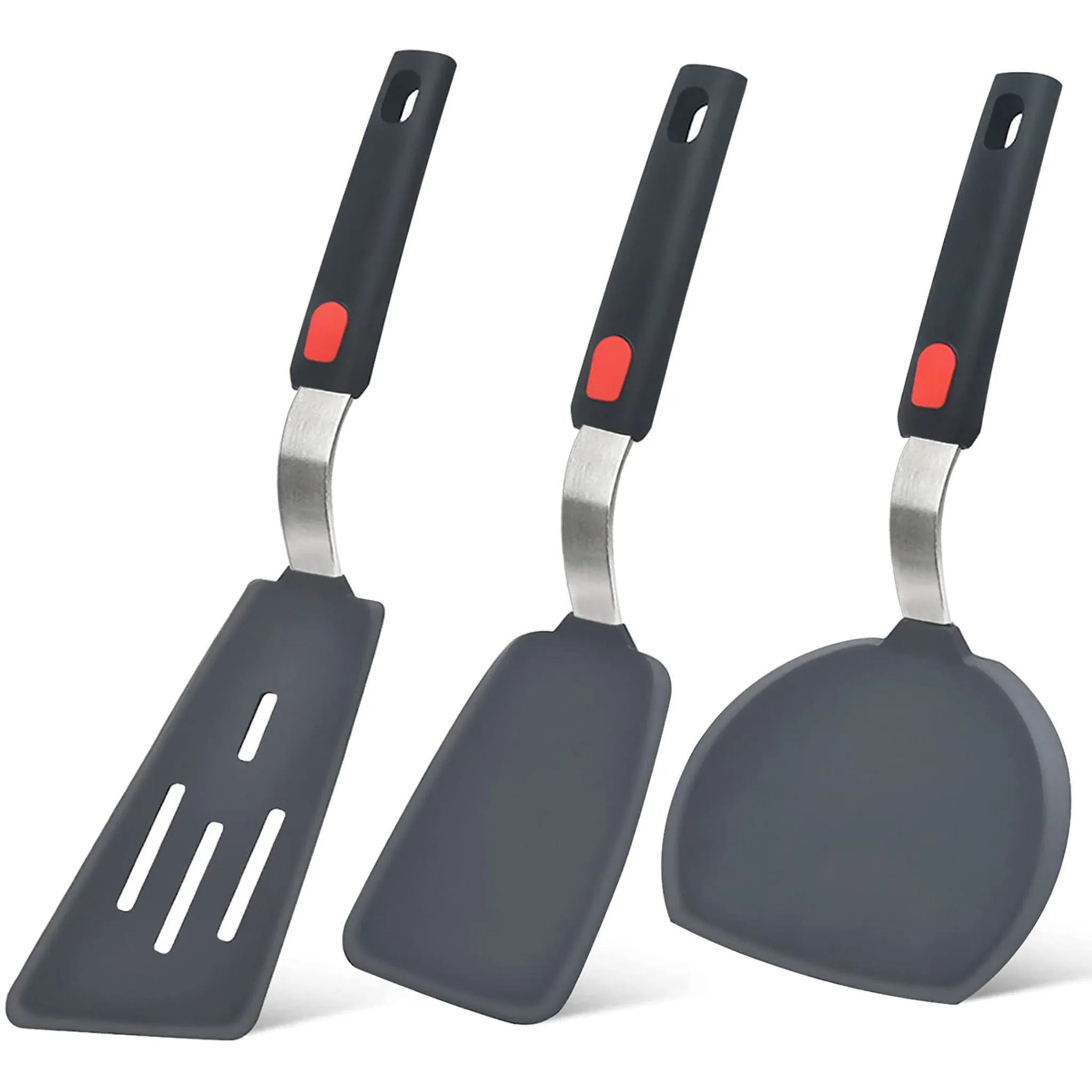 Silikonspatel-set (3 Spatel), Hitzebeständig Bis 315°c, Für Antihaftbeschichtete Pfannen, Bpa-frei, Zum Braten Von Eiern, Pfannkuchen, Fisch Und Hamburgern.