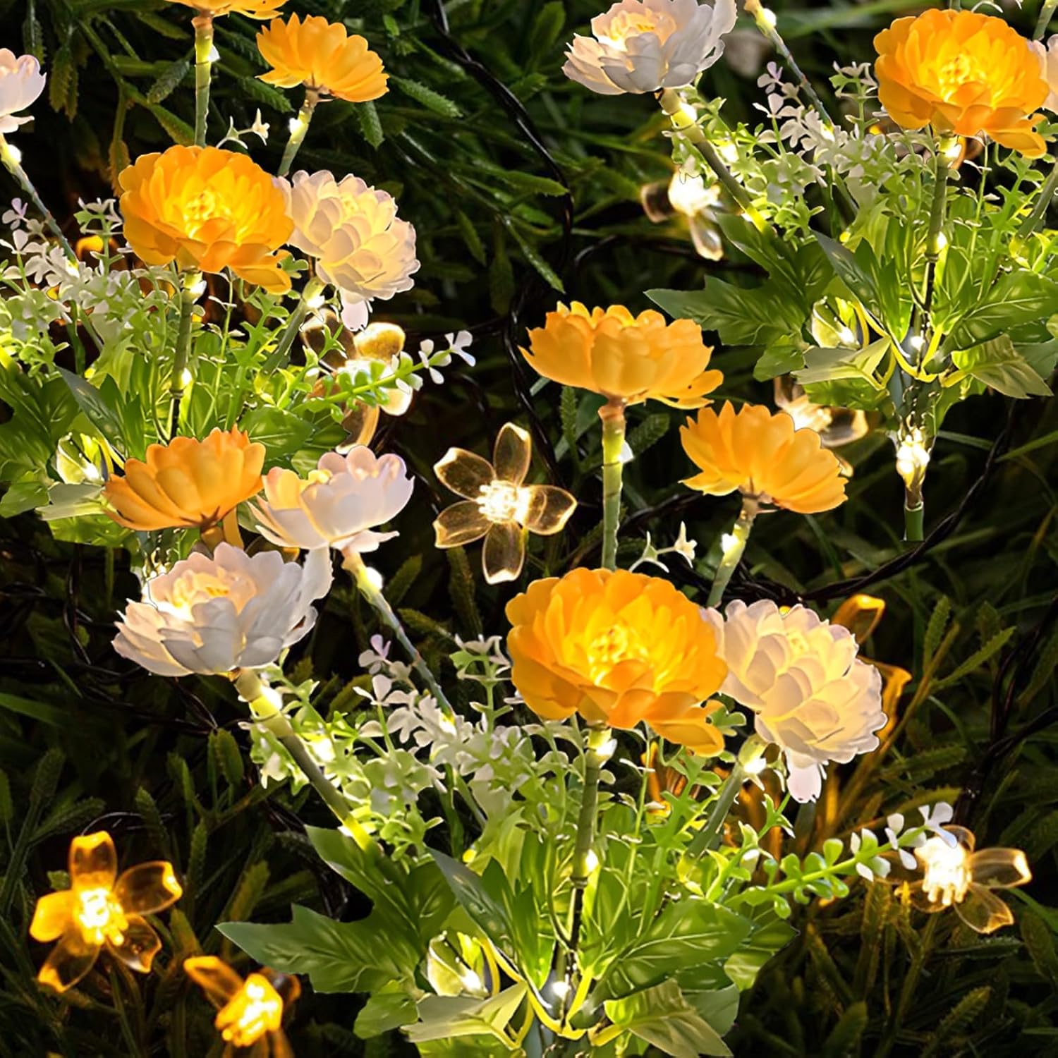 3er-set Solar-schneelotus-lichterketten – 21 Blüten – Gelb – Wasserdicht – Automatisches Ein-/ausschalten – Zur Dekoration Von Garten, Wegen, Terrassen Und Friedhöfen