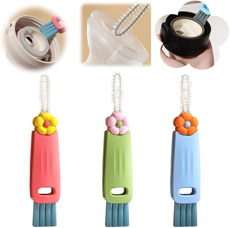 3-in-1 Deckelreinigungsbürste, Multifunktionale Deckelreinigungsbürste Für Kleine Babyflaschen (3 Farben)
