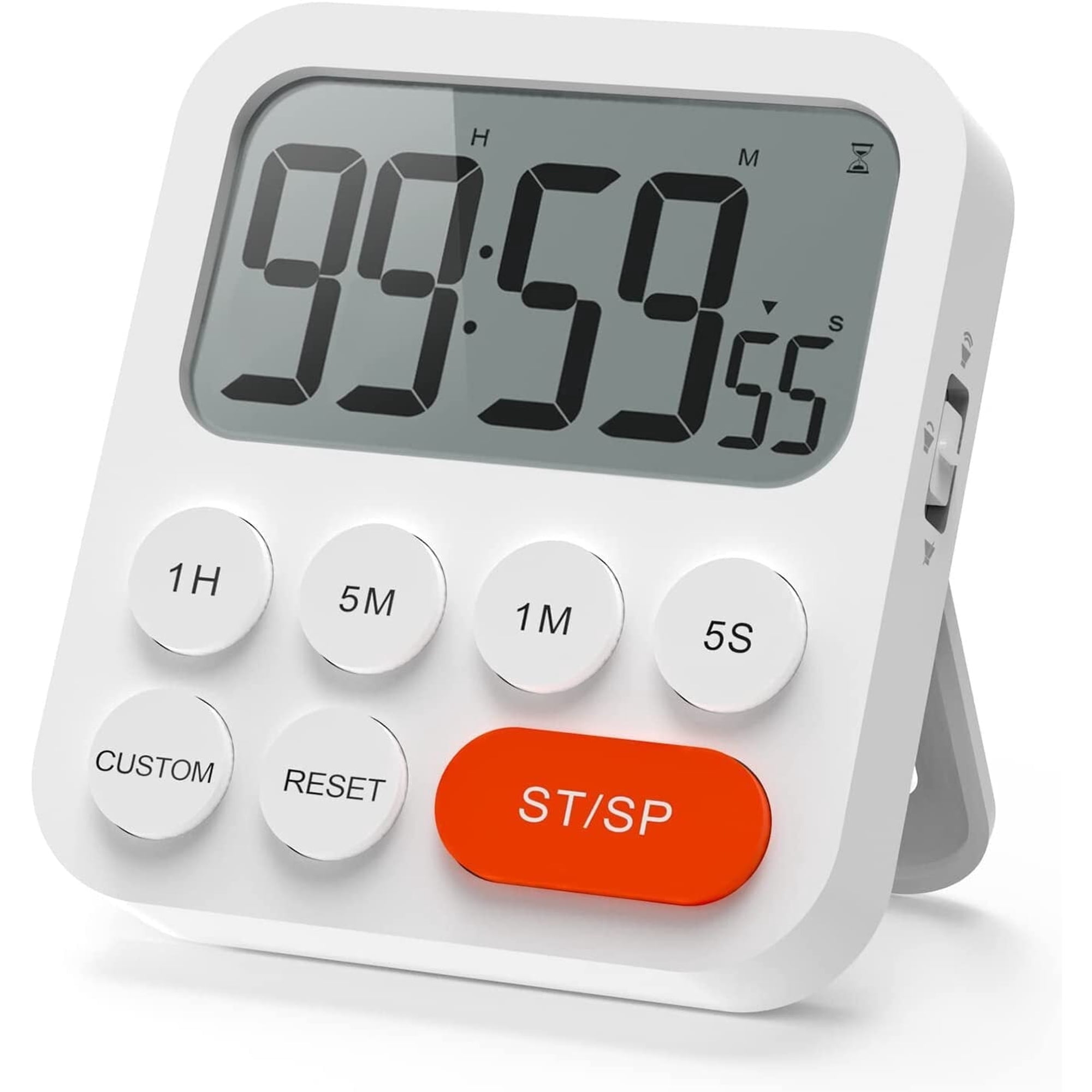 Digitaler Küchentimer Mit Großem Lcd-display, Uhrmodus, Countdown/countdown, Kochtimer, Weiß.