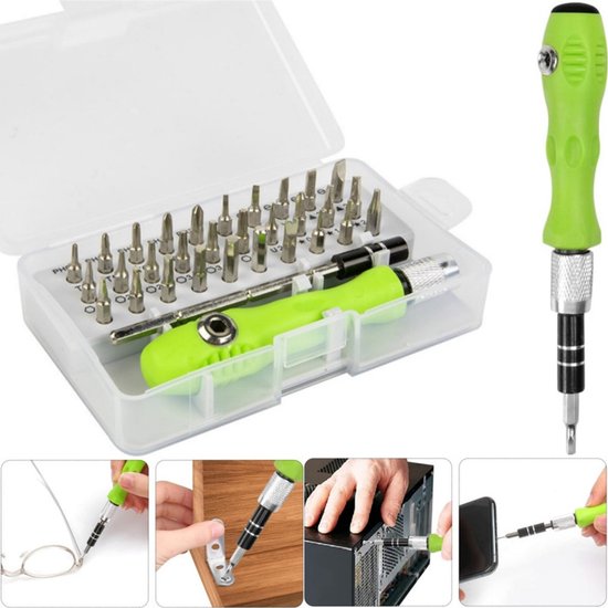 32-in-1 Präzisionsschraubendreher-set, Mini-schraubendreher-bit-set, Magnetisches Mini-schraubendreher-set, Schraubendreher-zubehör, Grün, Geeignet Für Brillenträger