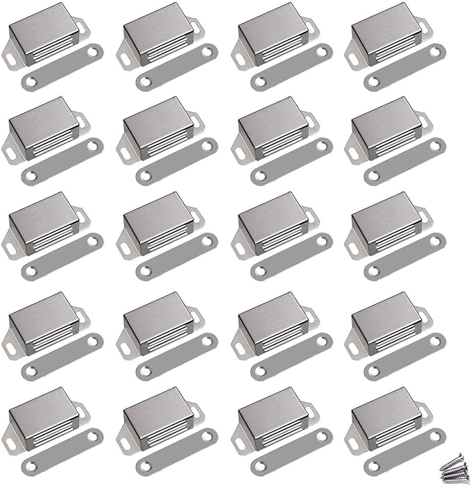 10er-packung 30lb Hochleistungs-magnet-türriegel Aus Edelstahl Für Küchenschränke, Kleiderschränke Und Schubladen (5,3 Cm, Silber)