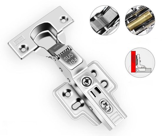 2-teilige, Abnehmbare Edelstahl-scharniere Mit Mittlerer Krümmung Und Hydraulischer Soft-close-funktion, Silber