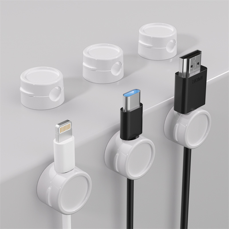 Set Mit 6 Um 360° Drehbaren Kabelclips – Federbelastete Kabelorganisation – Kabelmanagement Für Den Schreibtisch – Selbstklebende Halterung – Für Ladekabel Und Handys