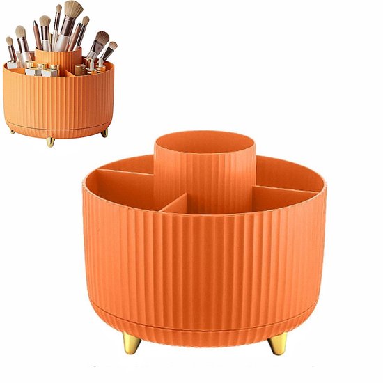 1 X 360° Drehbarer Kosmetik-organizer, Mehrstufiges Design Mit Mehreren Fächern, Make-up-pinselhalter, Stiftehalter Für Den Schreibtisch, 14 X 14 X 13,5 Cm