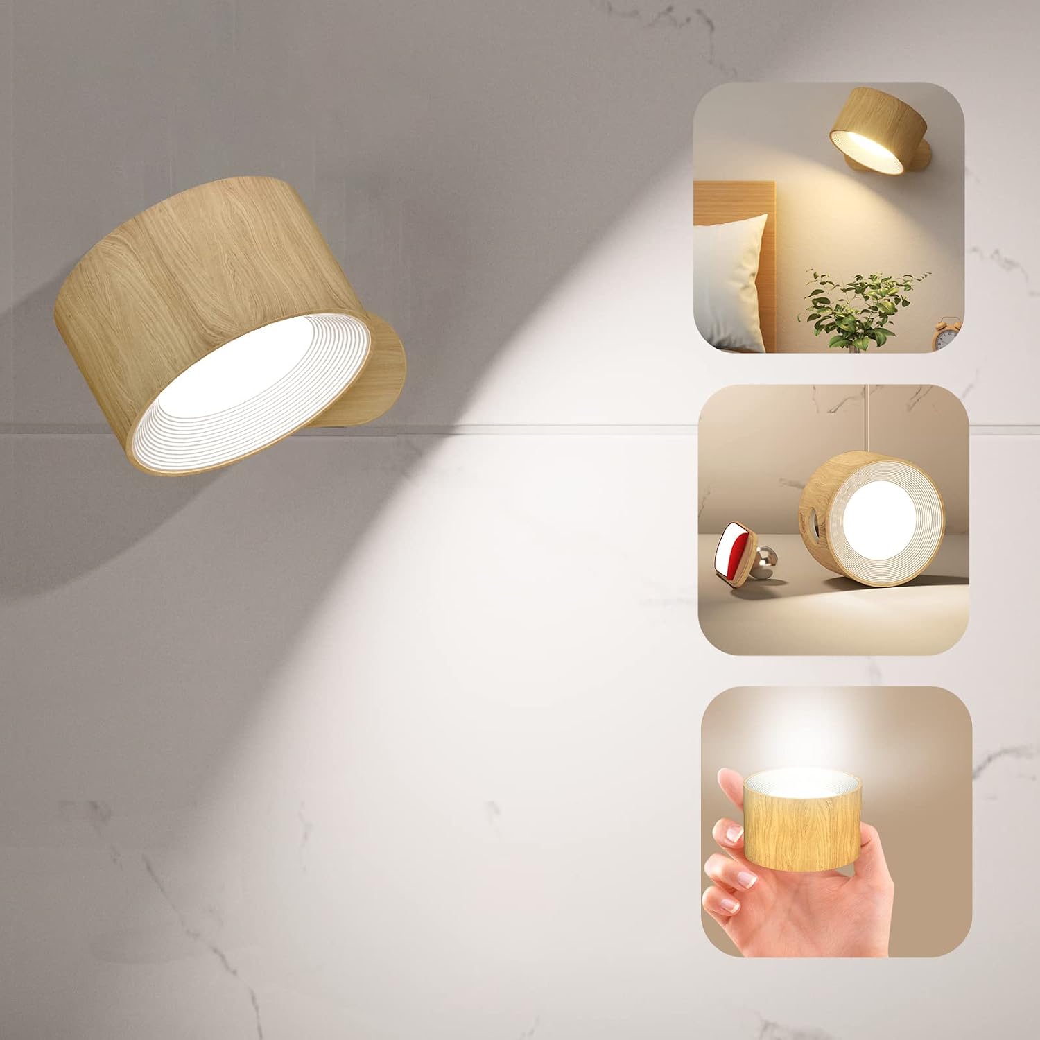 360° Magnetische, Wiederaufladbare Led-wandleuchte Mit Berührungssensor Und 3 Helligkeitsstufen.
