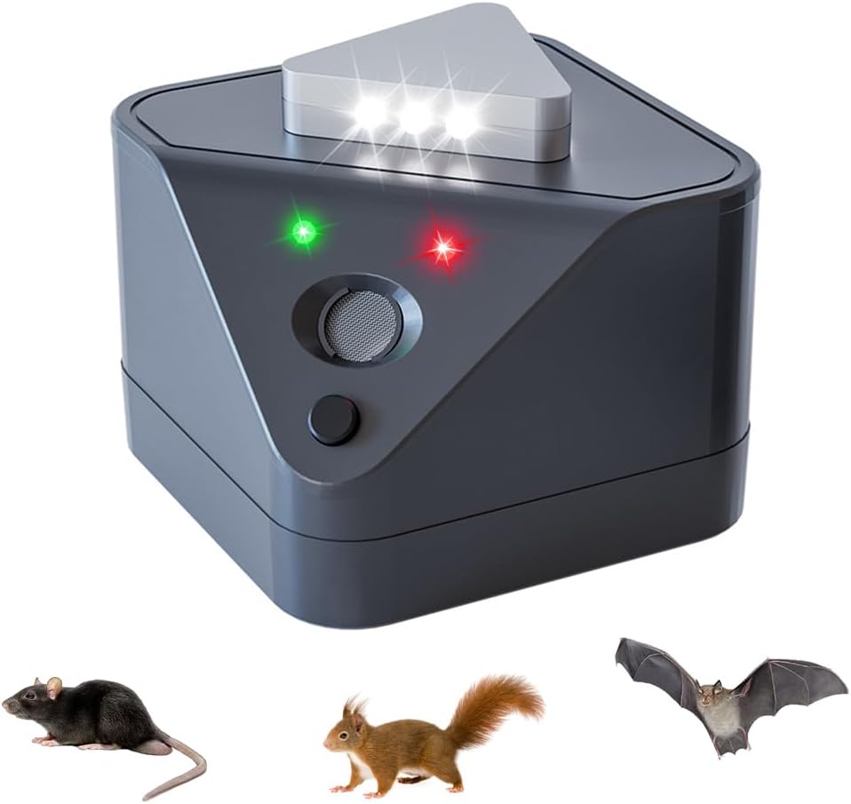 Marderabwehrgerät, 12 V, 5 V, Marderabwehrgerät Mit Ultraschall Und Blinklicht, Anschluss An 12-v-autobatterie Oder 5-v-usb-c