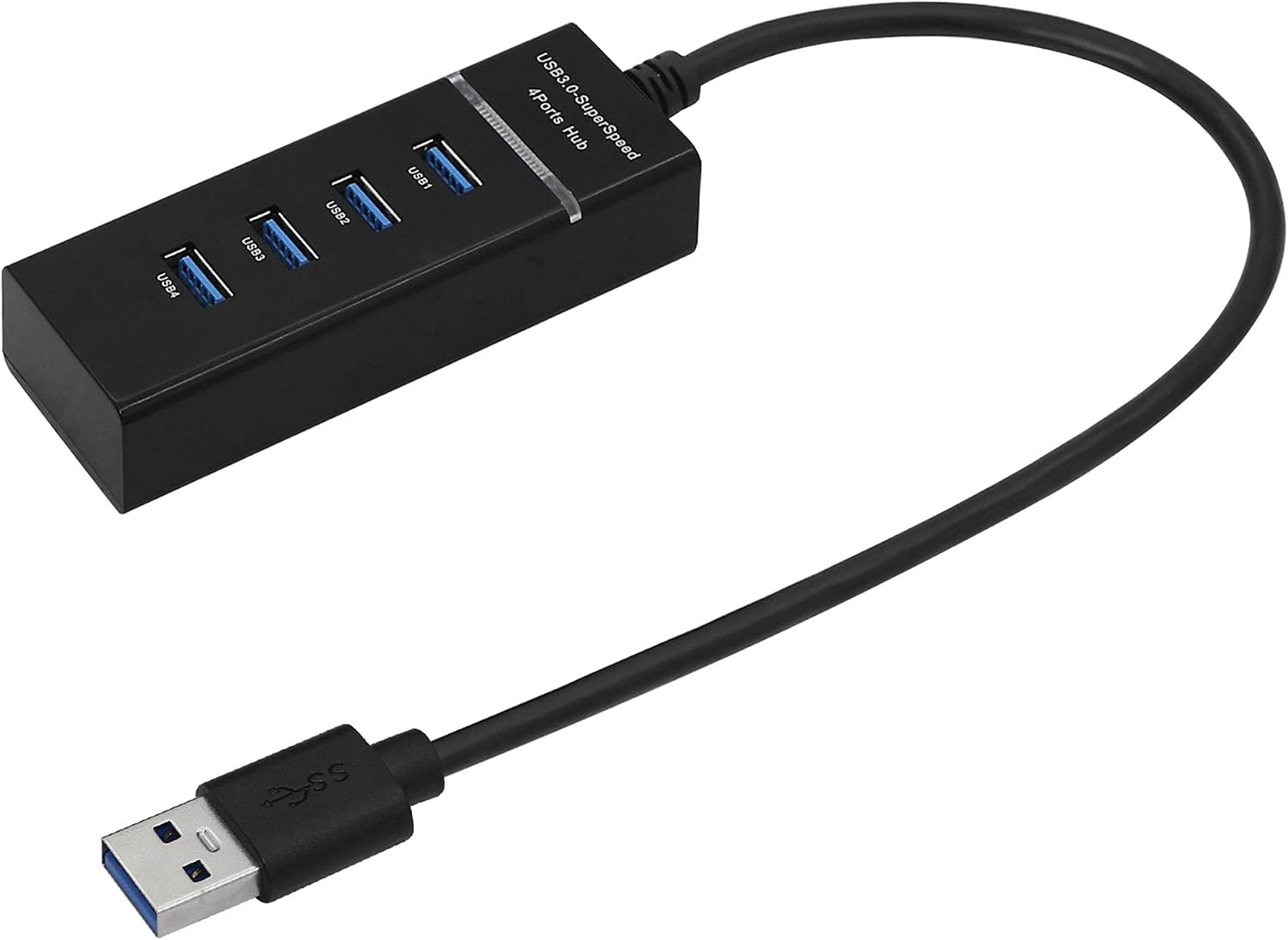 Usb 3.0 Hub Mit 4 Ports, 5 Gbit/s, 30 Cm, Schwarz, Mit Led-anzeige, Geeignet Für Pc, Mac Und Laptop