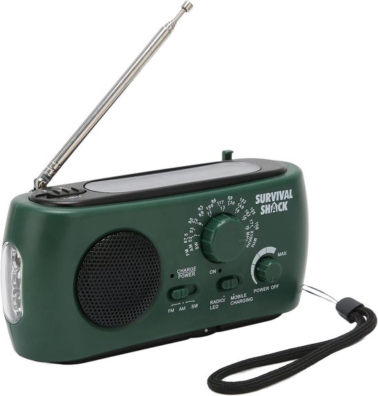 Notfall-solarradio Mit Transistor, 800 Mah Akku, Handkurbel, Am/fm/kurzwellenempfang, Wetterradio Mit Led-licht Und Sos-alarm