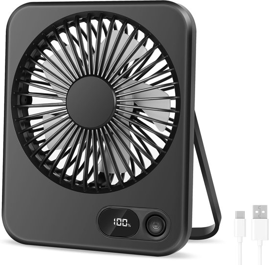 Usb-tischventilator, 2000 Mah Usb-c-akku, Faltbarer, Leiser Mini-tischventilator Mit Led-anzeige, 180° Verstellbare, Leistungsstarke Kühlung, Klein
